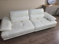 Бял кожен диван тройка Artemis с електрически облегалки, снимка 7