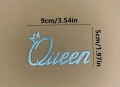 Queen с корона 3 цвята надпис акрил топер декор украса за торта рожден ден кралица, снимка 3