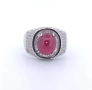 Мъжски сребърен пръстен с рубин в шлифовка кабошон, снимка 4