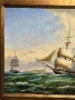 Картина масло с кораб и изящна рамка , снимка 10