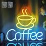 Неонова табела CooPark Coffee за декор на кафене LED с възможност за димиране, USB, 30х32 см, снимка 1
