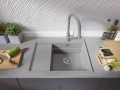 Сива гранитна кухненска мивка Сидни 620-45 Ergo Multilevel 620х500, снимка 5