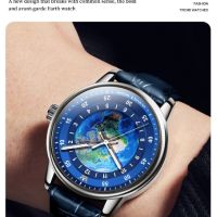 Луксозен,изключително красив мъжки кварцов часовник OLEVS,планета Земя, снимка 10 - Мъжки - 46103708