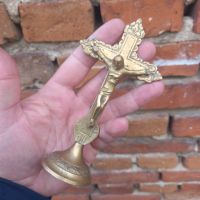 Стар бронзов кръст разпятие религия, снимка 2 - Антикварни и старинни предмети - 45447604