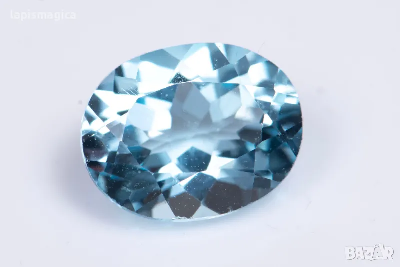 Син топаз 3.26ct 10x8mm овална шлифовка  #11, снимка 1