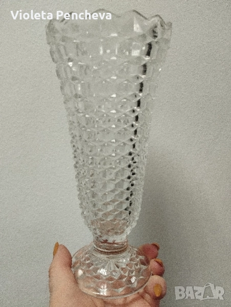 Винтидж стъклена ваза, снимка 1