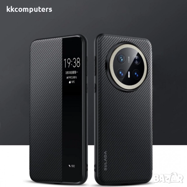 Калъф SULADA Kevlar за Huawei Mate 70 Pro / Mate 70 Pro+ – смарт капак с прозорец, кожена текстура и, снимка 1