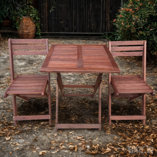 Градински комплект Kreta Muhler Meranti - 3 части, дърво, снимка 1