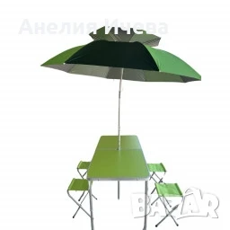 Къмпинг комплект 3 в 1: Сгъваема маса с 4 стола и чадър , снимка 1