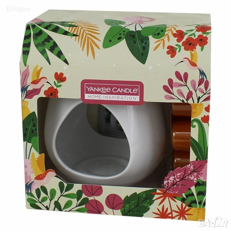 Елегантен комплект с керамичен нагревател, свещ и екзотични аромати - Чудесен подаръчен комплект, снимка 1