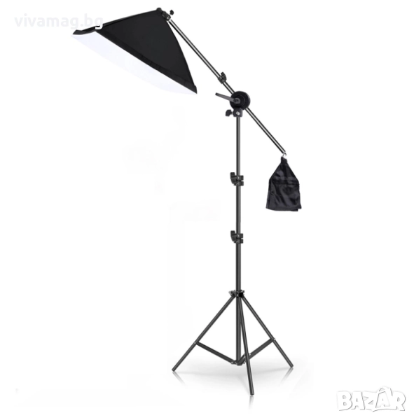 Фотостудиен комплект софтбокс с рамо жираф, 135W крушка, торба тежест, снимка 1