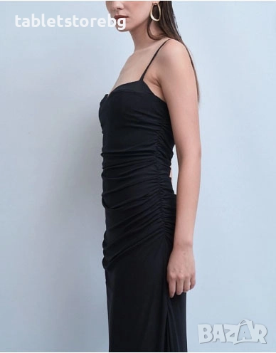 Нова рокля Zara – тюлена, с подплата, черна, размер L, снимка 1