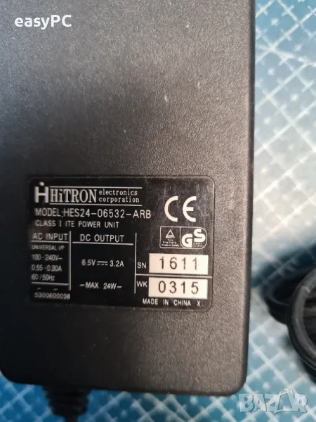 Оригинален захранващ адаптер HITRON  HES24-06532-ARB 6.5V 3.2A 24W, снимка 1