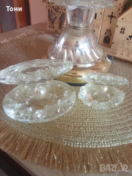 Декоративни стъклени миди с перли, снимка 1