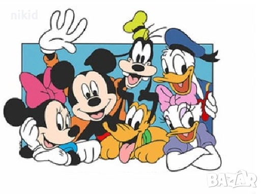 Дисни Мики Маус Гуфи Плуто Доналд син фон самозалепващ стикер лепенка за стена и мебел, снимка 1