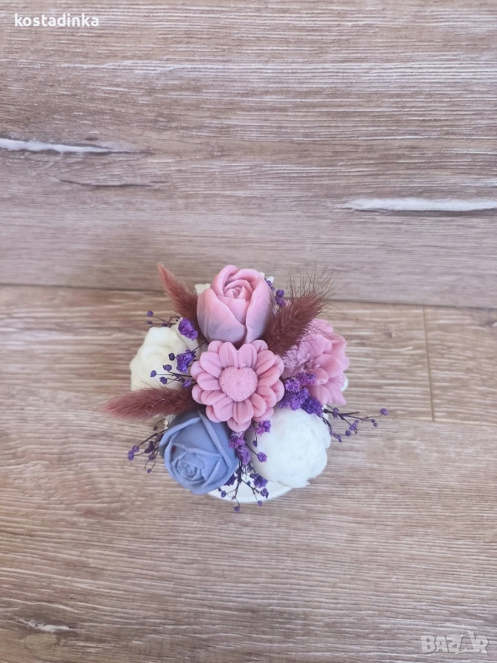 Сапунен букет в чашка, снимка 1