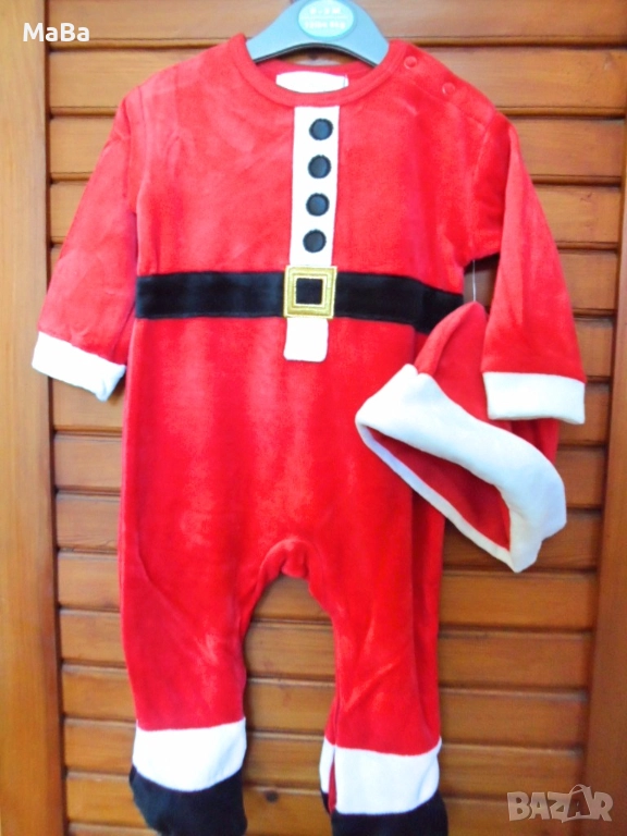 Коледно ГАЩЕРИЗОНЧЕ с ШАПКА за момченце /0-3мес./, английско, снимка 1