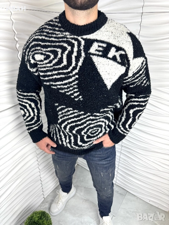 Мъжка ефектна мека блуза в черно и бяло., снимка 1