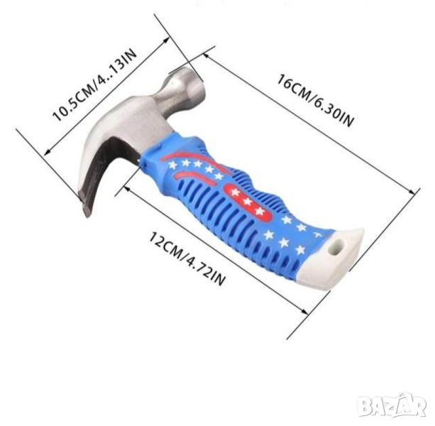 Малък чук със синя гумена дръжка, снимка 1