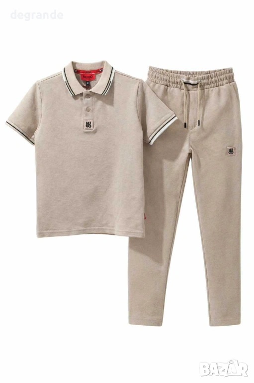 Екип Момчета Hugo Бяло Черно Бежово , снимка 1