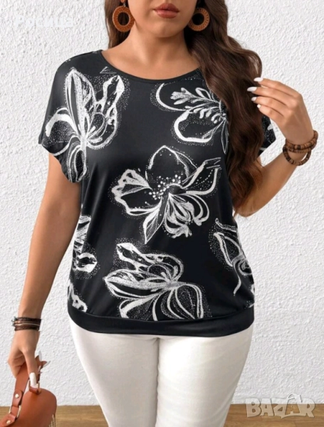 Дамска блуза с къс ръкав размер 4ХЛ нова, снимка 1