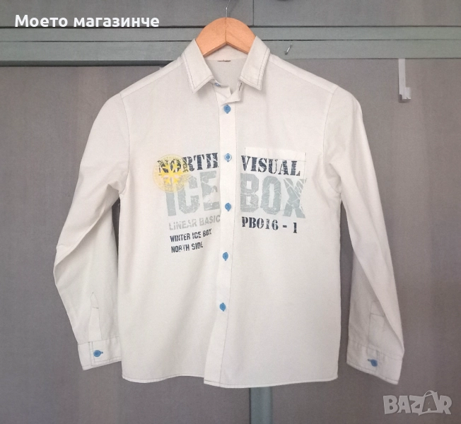 Памучна риза с принт – размер 146–152 см (10–12 г.), снимка 1