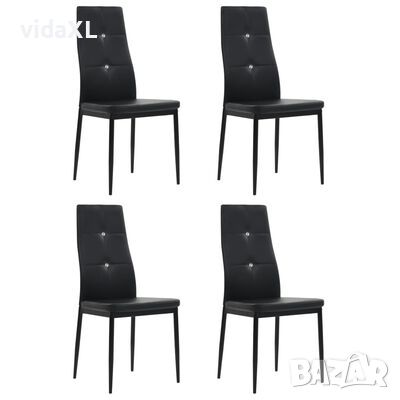 vidaXL Tрапезни столове, 4 бр, черни, изкуствена кожа(SKU:246188, снимка 1