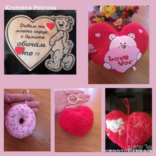 Сърца - магнит, плюшено, ключодържател, Свети Валентин,  доставка 3.50лв с Български пощи, снимка 1