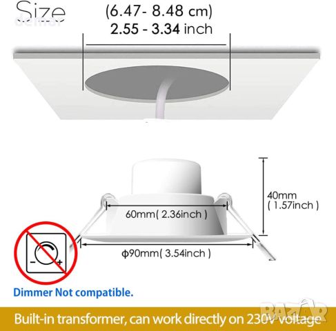 iLC Smart LED вградени таванни лампи, работа с Alexa, 8 W, Ø70-85 mm, контролирани от APP, 6 бр., снимка 4 - Лед осветление - 46162818