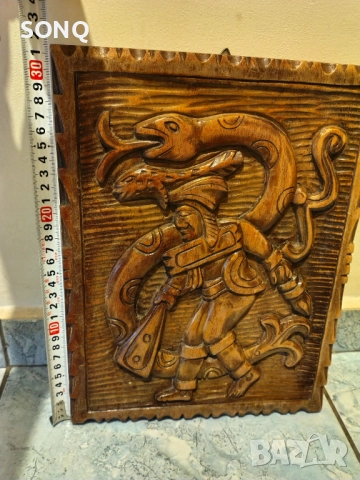 Страхотно Старо Пано Дърворезба-Ацтеките И Маите, снимка 7 - Пана - 52120938