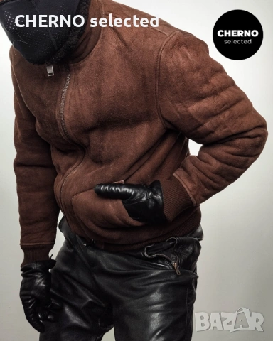 Мъжко бомбър яке от естествена кожа SELECTED HOMME NORTON Lamb Shearling Bomber Jacket – L•M - НОВО, снимка 15 - Якета - 53685679