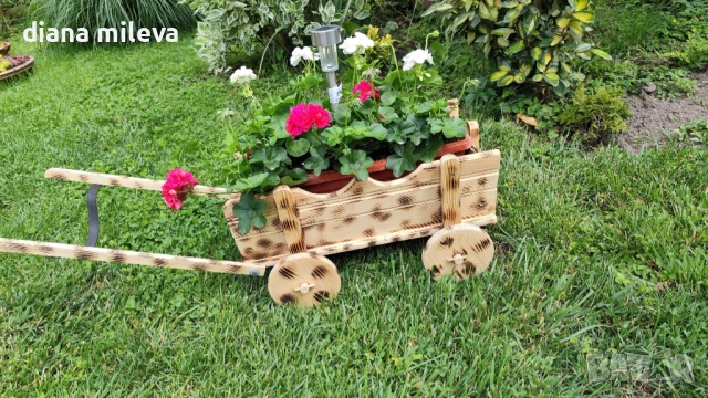 Дървена Каручка!!, снимка 9 - Декорация за дома - 49940014