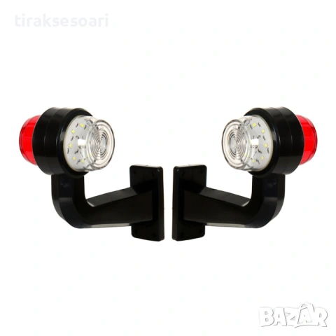Комплект 2 бр. LED маркери рогчета 12V-24V бяло-червено – Странични габарити за камион и ремарке