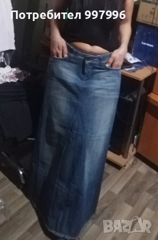 дълга дънкова пола -Л размер, снимка 4 - Поли - 50987754