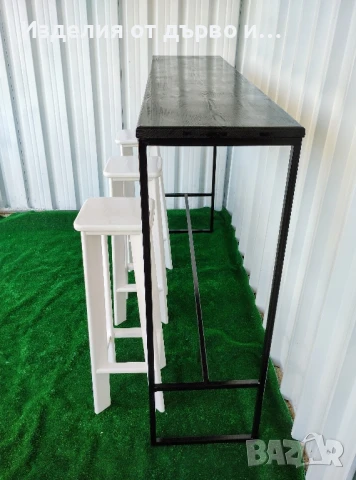 Бар маса и столове от дърво и метал по поръчка за хранене , снимка 6 - Маси - 51102882