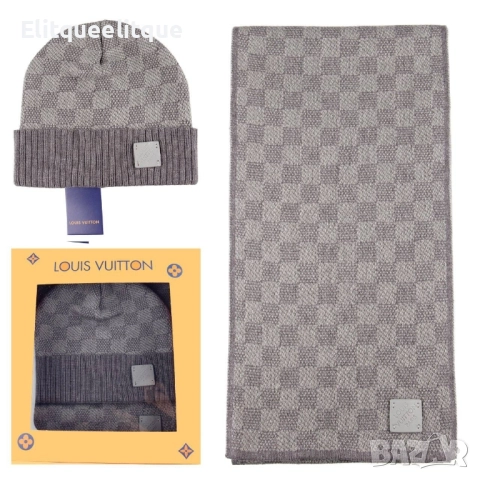 комплект шапка и шал в кутия Louis Vuitton polo hugo boss, снимка 3 - Шапки - 52199897
