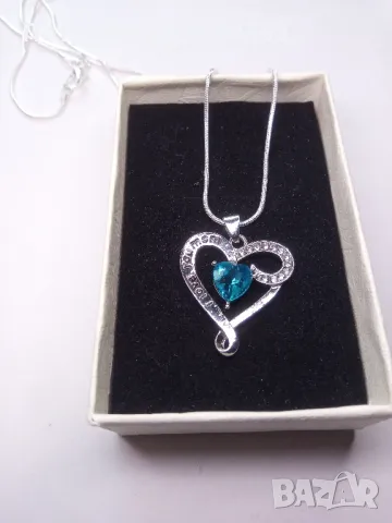 Сребърно колие с кристали , снимка 7 - Колиета, медальони, синджири - 50178822