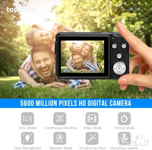 НОВ 56MP 4K HD фотоапарат с 32GB карта, 20X увеличение 2,7-инчов IPS, снимка 3 - Фотоапарати - 50493251