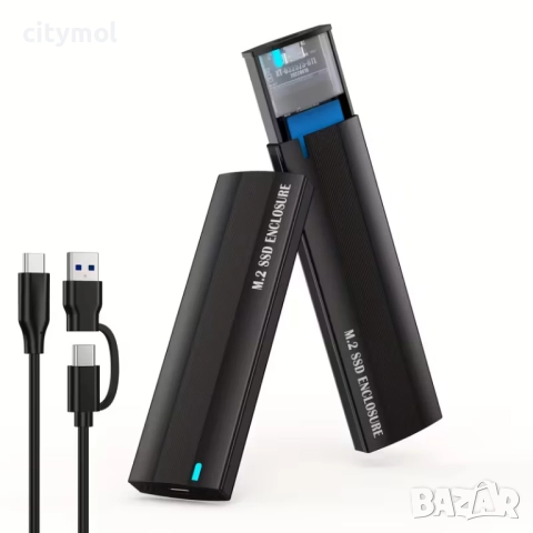 M.2 NVMe SSD кутия, 10Gbps, M.2 SSD към USB 3.1, кабел 2 в 1, Windows7/8/10/11, Mac OS, Linux,, снимка 2 - Други - 52225982