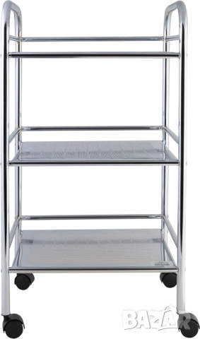 Axentia Patira 3-етажна Метална Количка с Колелца за Сервиране – Кухненска и Баня, 40×32×74 см!