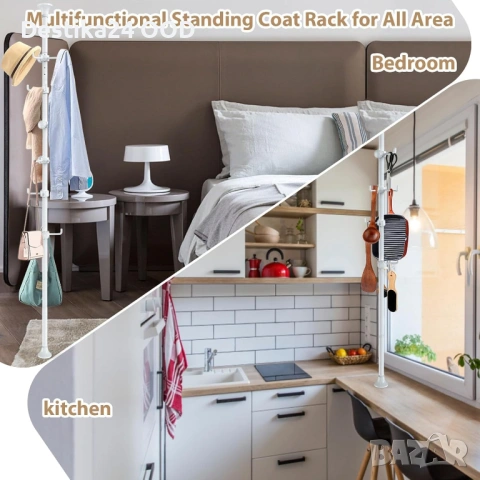 Телескопична Закачалка за дрехи 140-310см 12 куки Бяла, снимка 8 - Други стоки за дома - 53634216