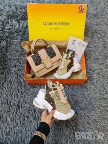 дамски сандали на платформа и чанта louis vuitton , снимка 1 - Сандали - 46912773