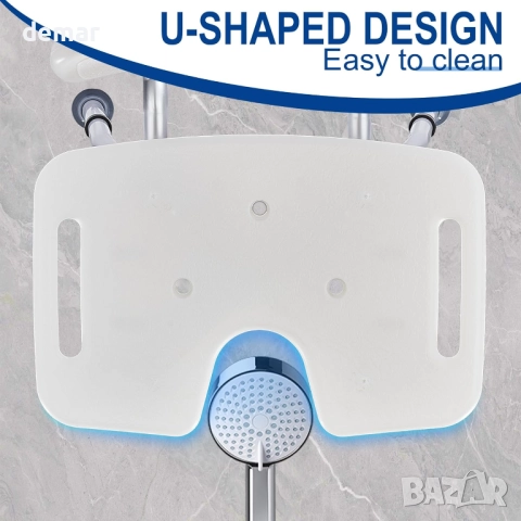 Душ стол с облегалка, U-образен, с регулируема височина на 6 нива, снимка 3 - Столове - 52442038