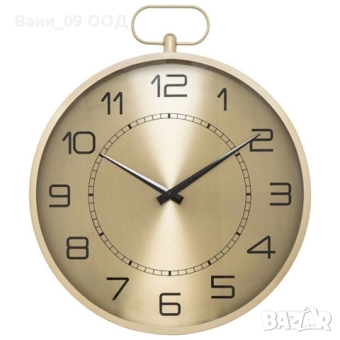 Стенен златист часовник от стомана и стъкло