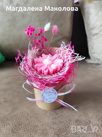 Букетче със соева свещ, снимка 3 - Декорация за дома - 53534378