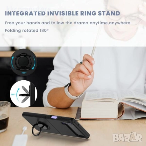 Калъф силикон Finger Grip / Черен / за Samsung Z Flip 6 / Z Flip 7 Fe Баркод : 3132487, снимка 3 - Калъфи, кейсове - 52651152