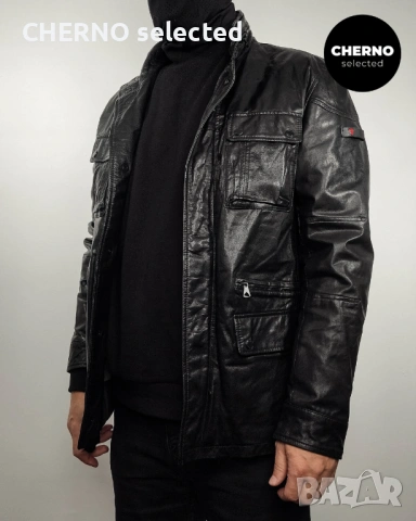 Мъжко яке от естествена кожа STRELLSON HUCK Men’s Leather Multipocket Casual Jacket – размер L , снимка 7 - Якета - 53697196