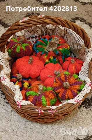 Ръчна изработка . Плетени тикви на една кука а една кука , снимка 9 - Декорация за дома - 51915519