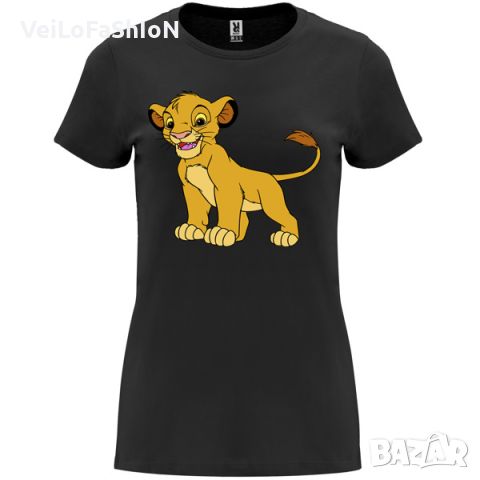Нова дамска тениска с героя Симба в черен цвят, снимка 1 - Тениски - 45524521