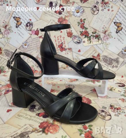 Дамски сандали елегантни в черно с каишка , снимка 2 - Сандали - 45707794